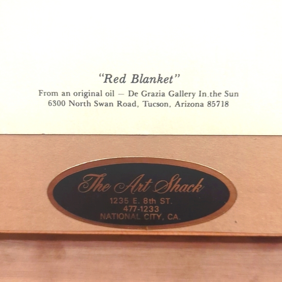 Vtg Ettore De Grazia 13"x17" Frame 8"x11.5" Print "Red Blanket" From Orig. Oil - Picture 3 of 4